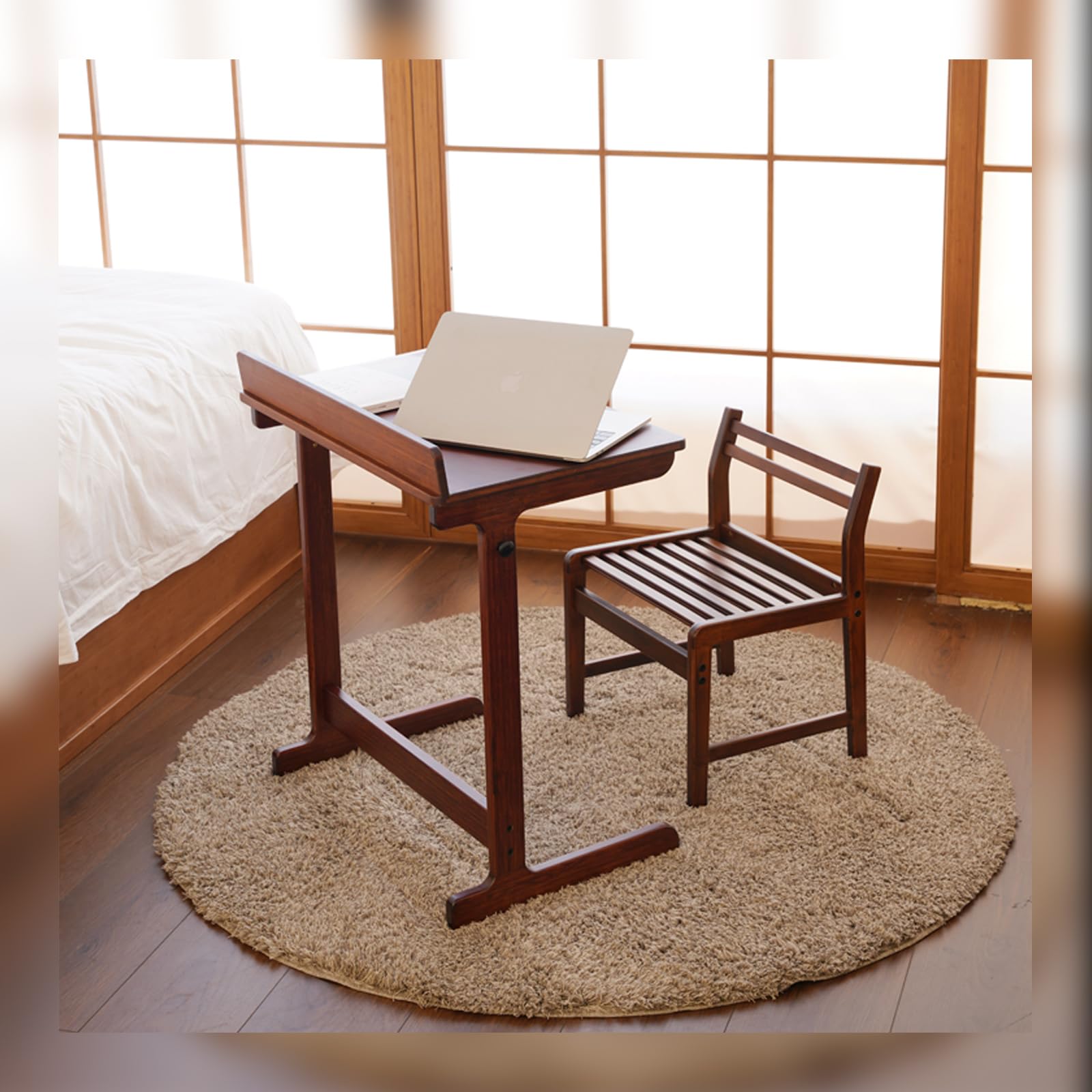 JIKUGO Mueble Auxiliar de Bambú, Mesa Auxiliar de Sala de Estar, Mesa Auxiliar Pequeña, Mesa de Café de Dormitorio, Mesas de Sofá Deslizables para Sala de Estar y Espacios Pequeños