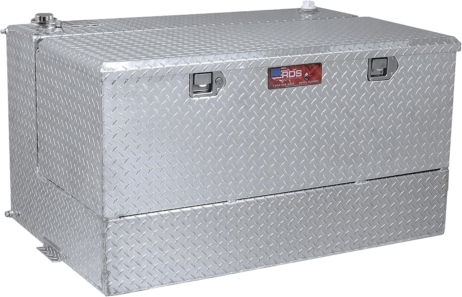 RDS Aluminum Transfer Fuel Tank Toolbox Combo - 75 Gallon, Rectangular, Diamond Plate, Model Number 72537