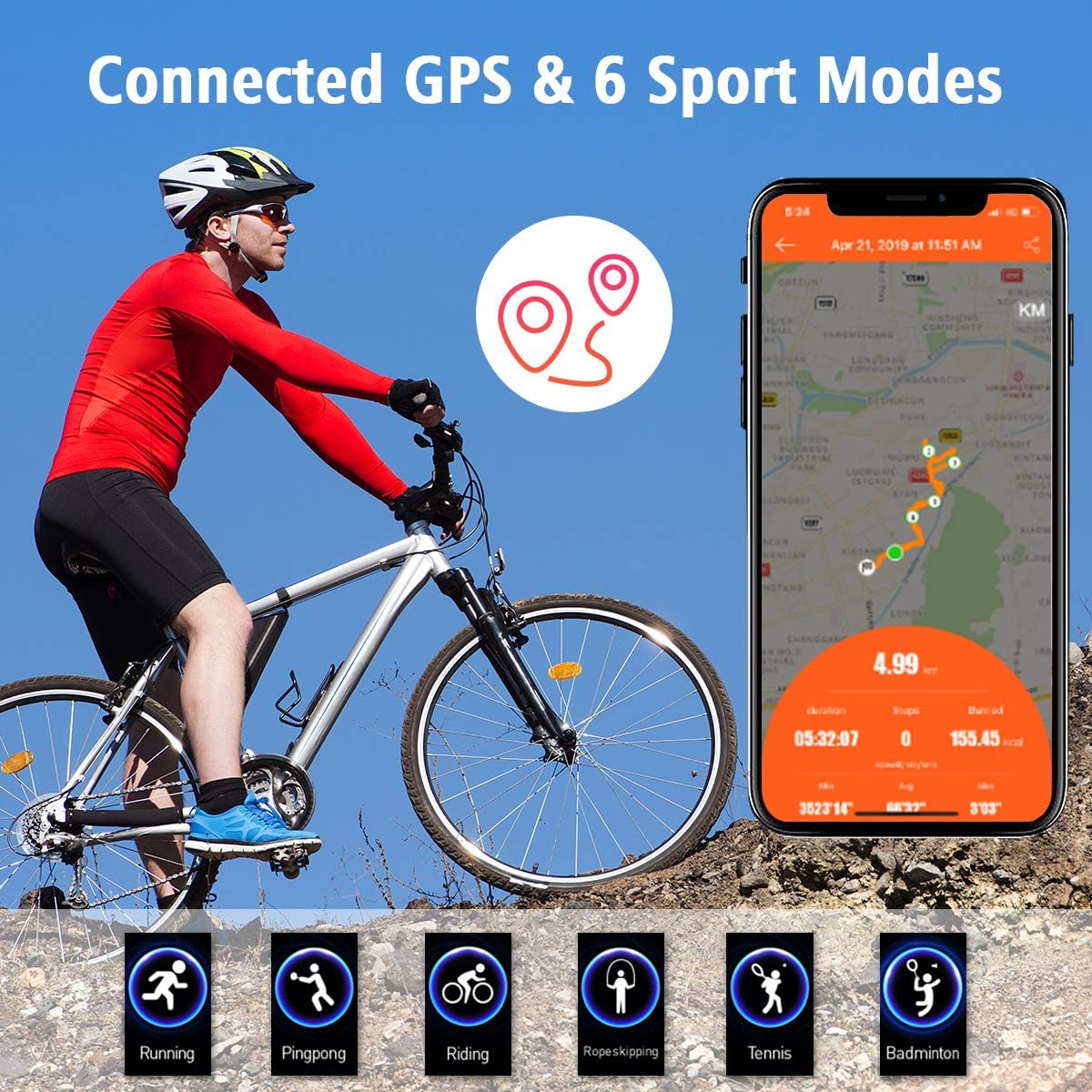L8star Fitness Tracker Sport Modes and GPS