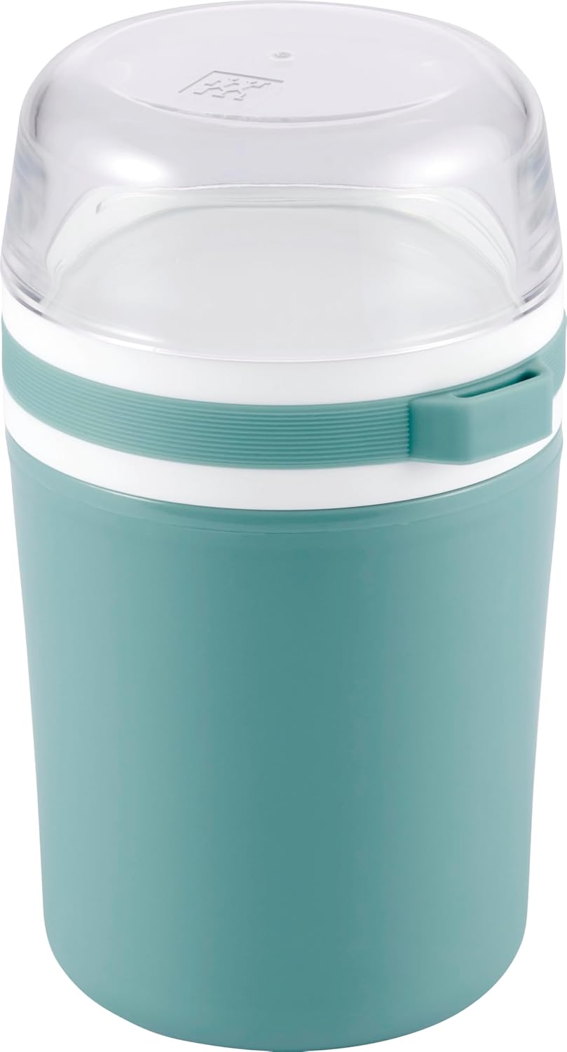 Zwilling Lunchtime Cereal Cup to Go, Leak-Proof Yoghurt Cup/Travel Mug with Practical Dividers & Spoon Holder, 500 + 200 ml, Green