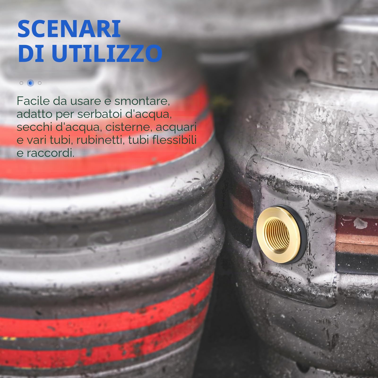 1 Pezzi connettori per Serbatoi d'Acqua in Ottone, Raccordo Maschio 2" BSP-Raccordo Femmina 1-1/2" BSP con 2 Anelli in Gomma per cisterne, acquari, vasche