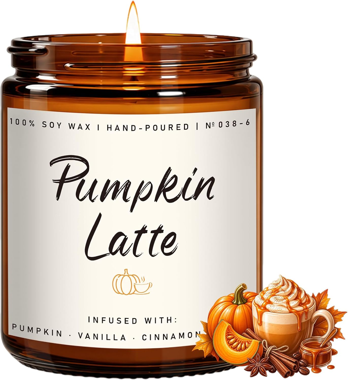 Cinnamon & Pumpkin Scented Candle – Fall Candles for Home Scented, Soy Candles for Home, 7 oz Cozy Pumpkin Candle for Women & Men, Autumn Décor & Holiday Gifts