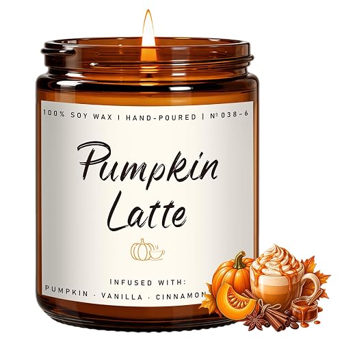 Auelife Fall Candles, Pumpkin Latte Scented Candle – Fall Soy