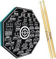 Kit Pad Estudo Bateria Praticável 8 Polegadas Ou 20cm Rudimentos Essenciais + Par de Baquetas Classic Series Zaidan's By Spanking (7A)