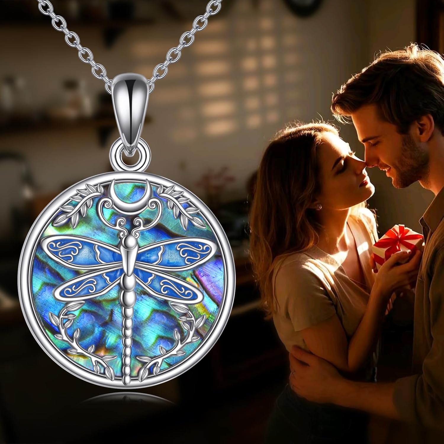 Sterling Silver Dragonfly/Horse//Otter/MermaidHighland Cow Necklace Abalone Shell Pendant Cute Animal Jewelry Gifts for Women - Image 6