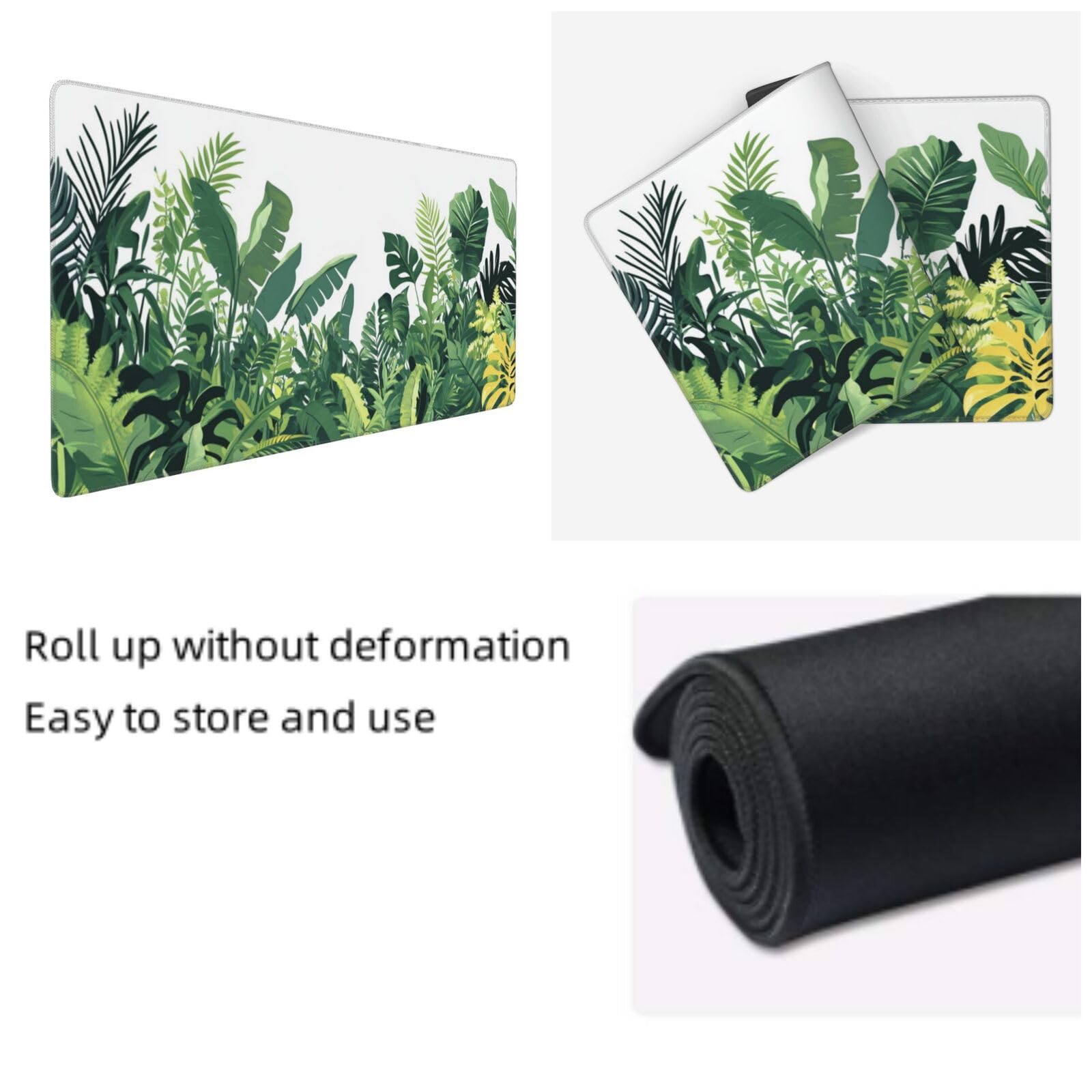 Tapis de Souris XXL 90 x 40 cm, Vert & Feuille Tapis de Bureau G667