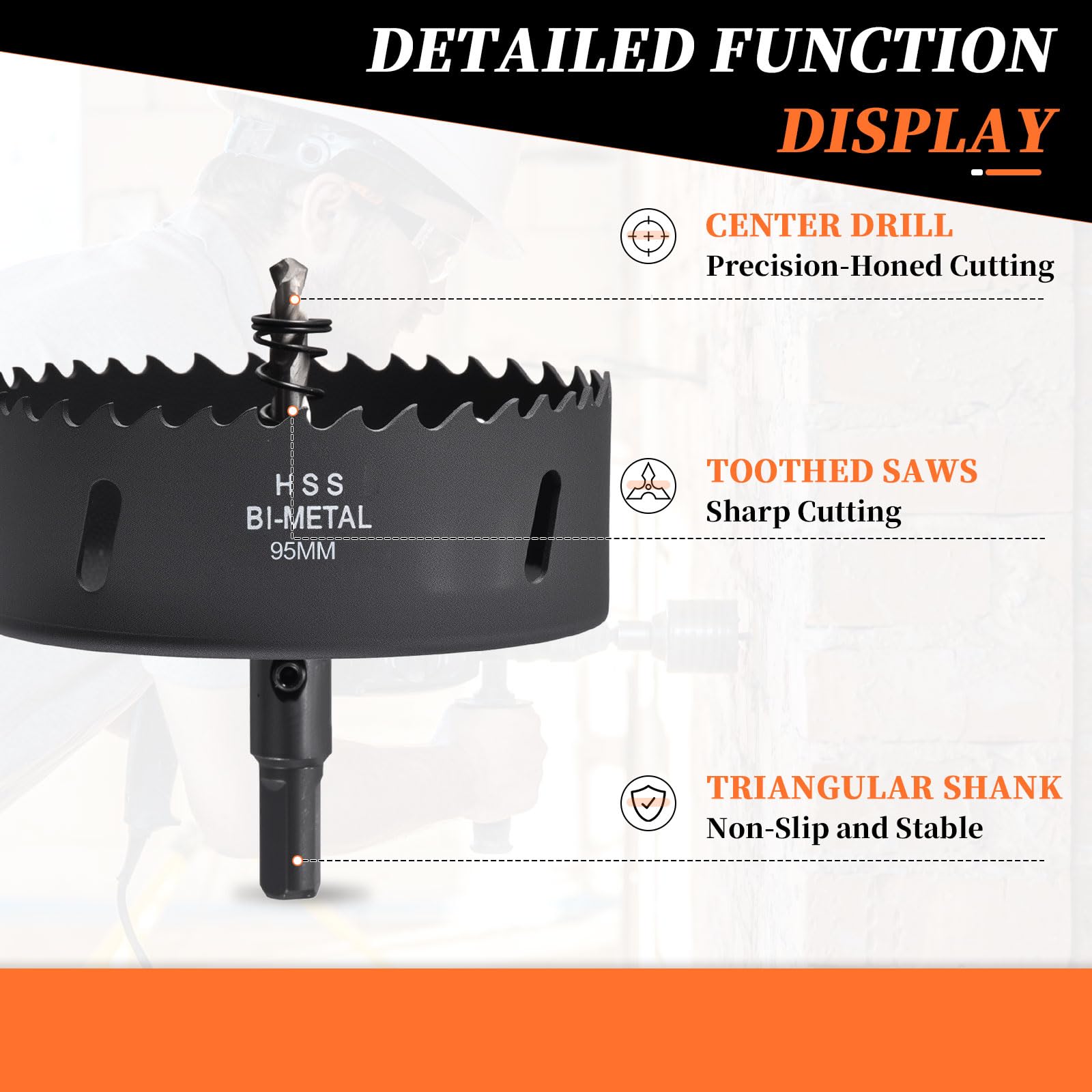 METALLIXITY Bi-Metal Hole Saw 3-3/4", M42 HSS Circular Head 95mm Hole Cutter with Center Drill Bit - Image 3