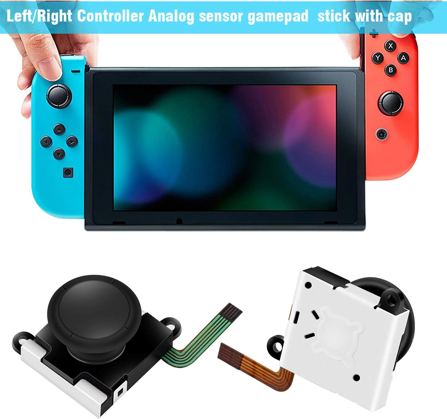 2 Pack Analog 3D Joycon Joystick Replacement for Switch, Joycon Repait Kit Switch joysticks compatiable with Left and Right Switch Joy con Controller Full NS Repair Tool Set(19 in 1)