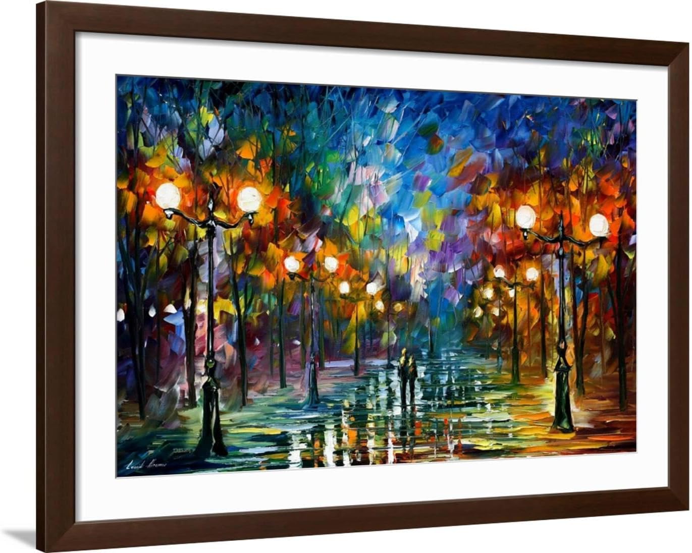 ART.COMWall Art Print End Of Winter on Brown Frame by Leonid Afremov, 44" x 32"