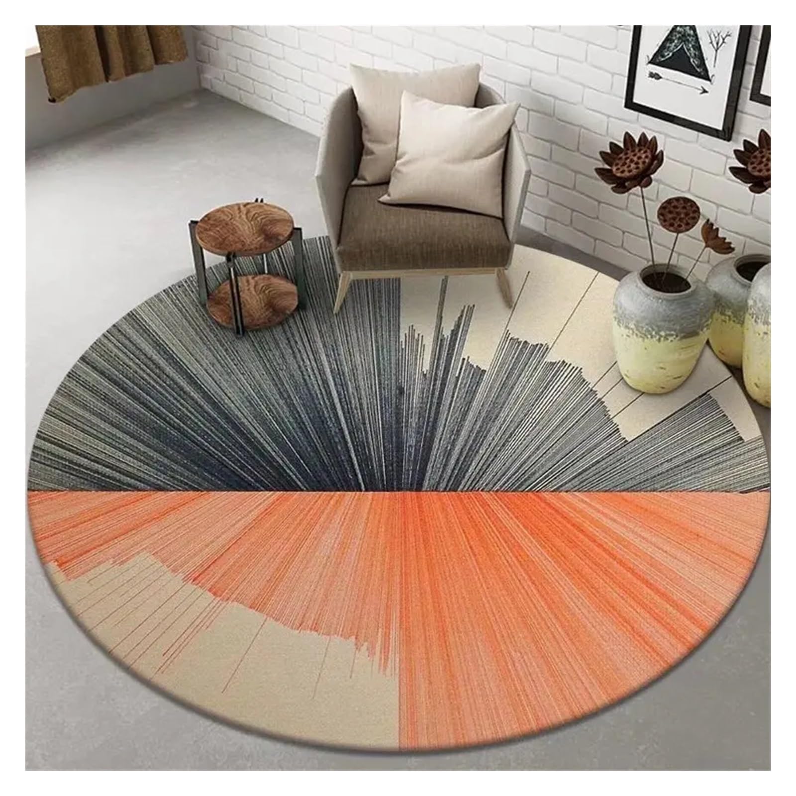 Tapis rond abstrait de grand diamètre pour salon et chambre moderne
