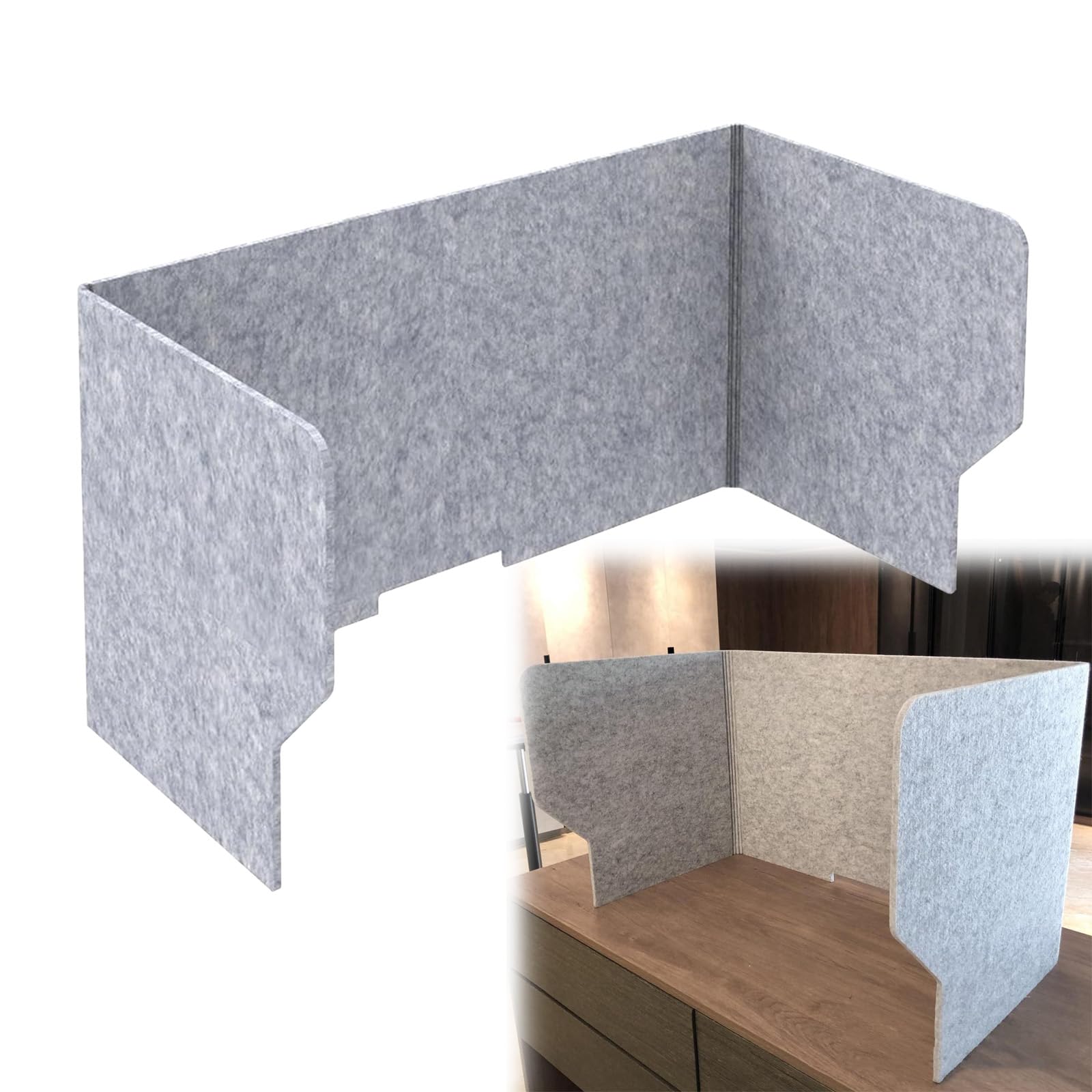 Faltbar Trennwand 60/80/100cm, Table Divider Polyesterfaser, Niesschutz Teiler Schutzschirm Für Schreibtisch, U-förmiger Schreibtisch-Konzentrationsbarriere, Für Lern Büro Bibliothek(Greys,60cm)
