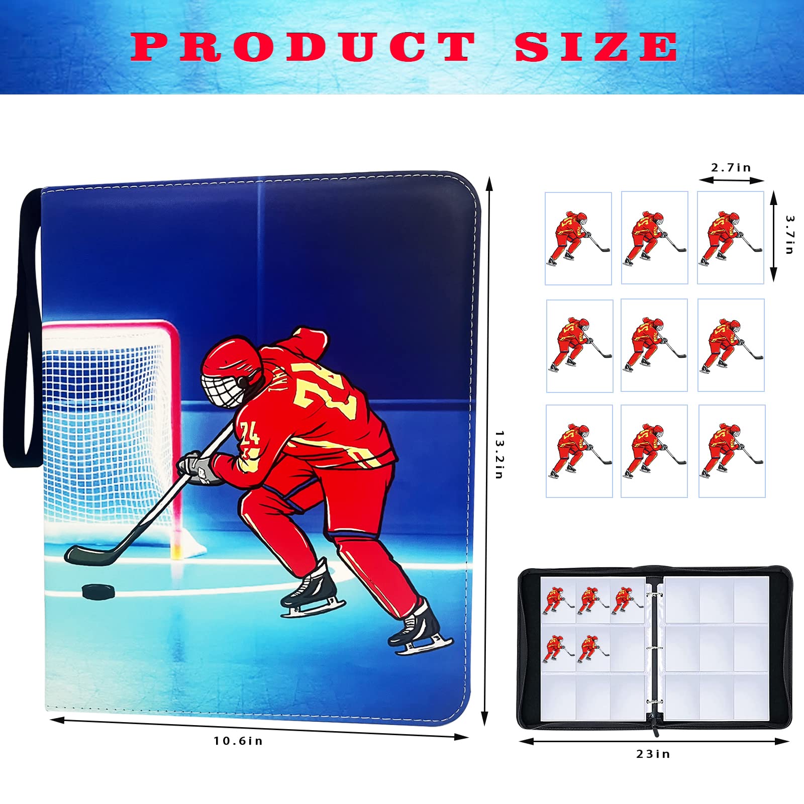 Carpeta de 900 bolsillos para tarjetas de hockey, soporte para tarjetas de intercambio, álbum de coleccionistas, carpeta de tarjetas de intercambio, 9 bolsillos con 50 fundas extraíbles para tarjetas