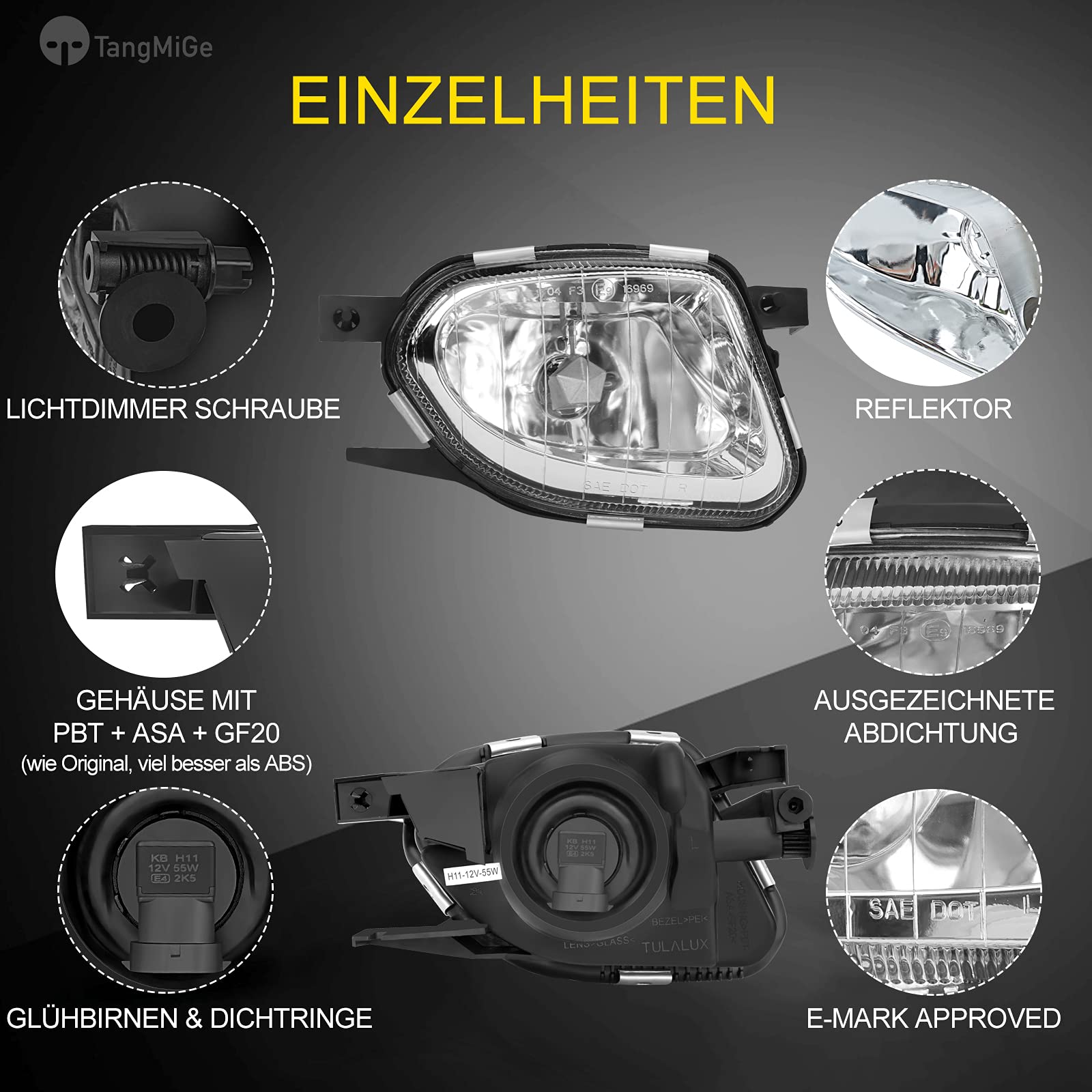 TangMiGe Fendinebbia compatibile con Mercedes Benz Classe E (W211/S211) 03/2002-05/2004, Sprinter (906) 06/2006-12/2006(standard item), Sprinter (906) 01/2007-08/2013, 1 Paio (Chiaro)