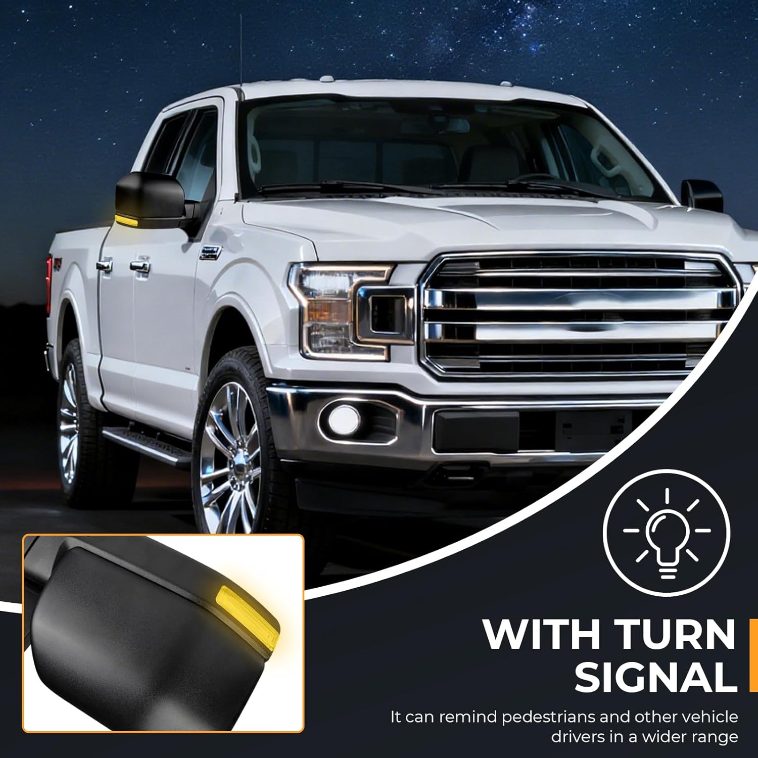 Passenger Side View Mirror Compatible with Ford F150 2015-2020, Power-Adjustable Heated Glass, Turn Signal, Blind Spot Mirror & Temp Sensor, Replaces ‎JL3Z17682CA