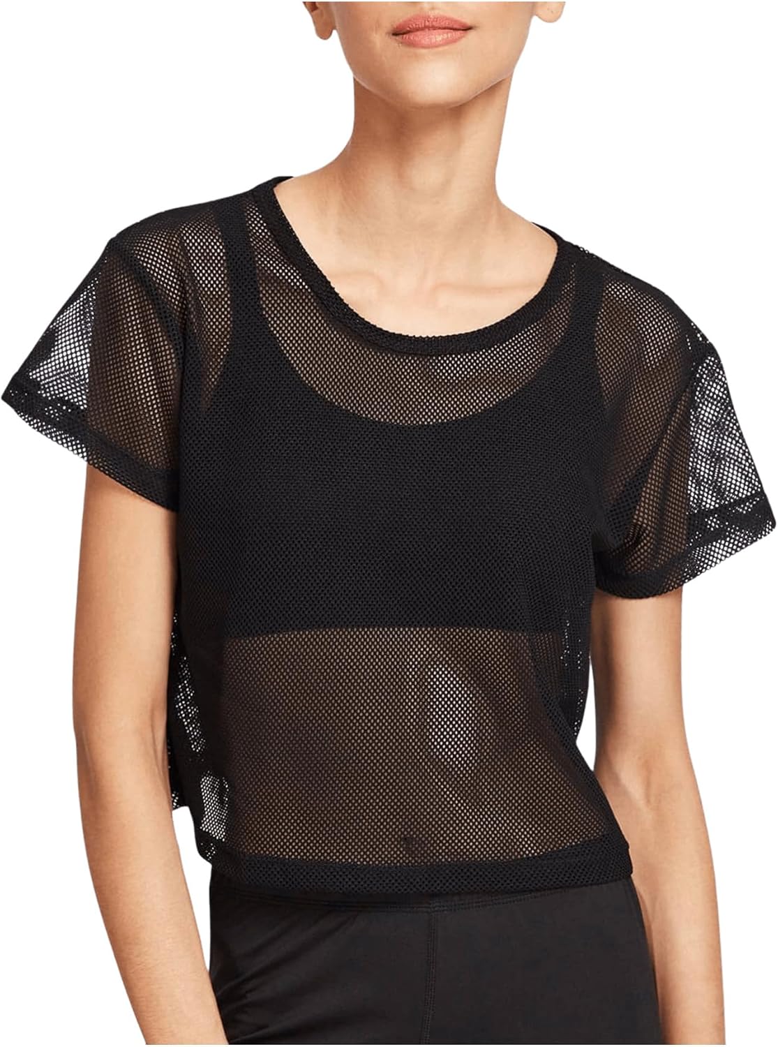 SweatyRocks Women's Sexy Sheer Mesh Fishnet Net Short Sleeve T-Shirt Crop Top