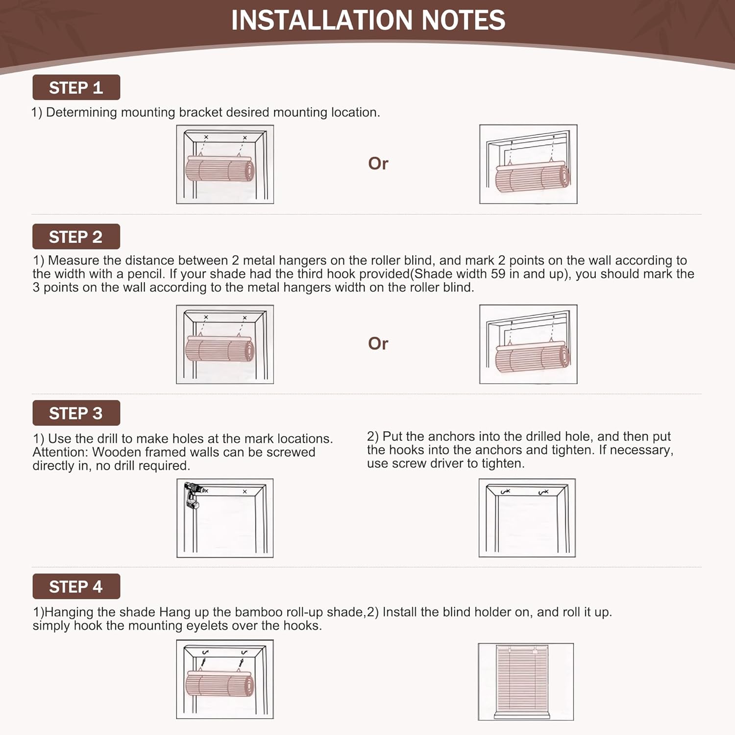 ALIMOO Cordless Bamboo Roller Shades for Interior Windows, Light Filtering Cordless Roman Shades Blinds for Indoor Home Patio Porch 32" W x 72" L