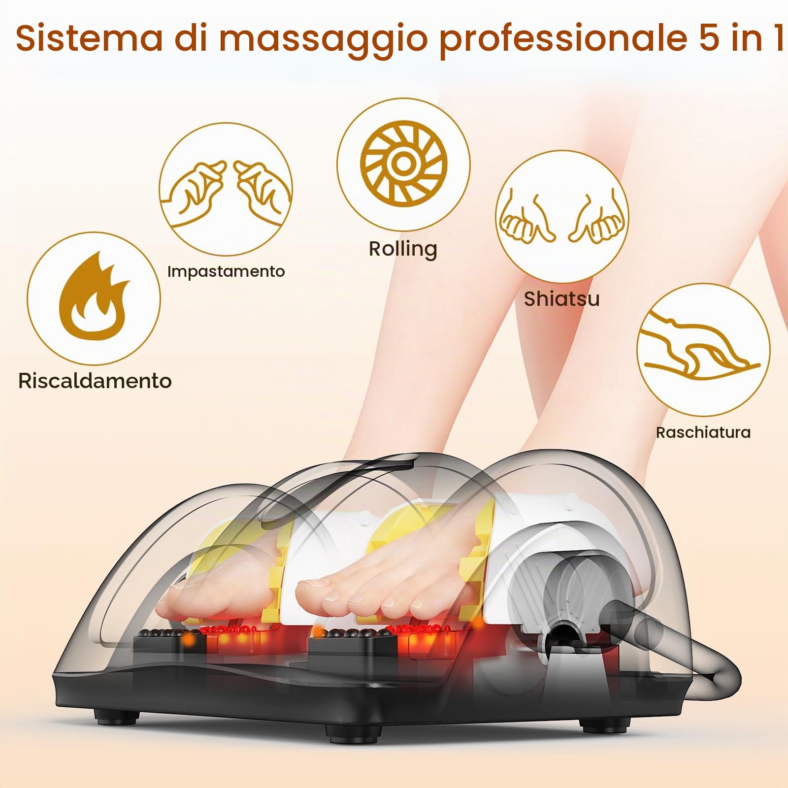 TISSCARE Shiatsu - Massaggiatore per piedi e gambe, massaggiatore per piedi e gambe con funzione termica, massaggiatore elettrico per piedi per fascite plantare e sollievo dal dolore, regalo per uomo
