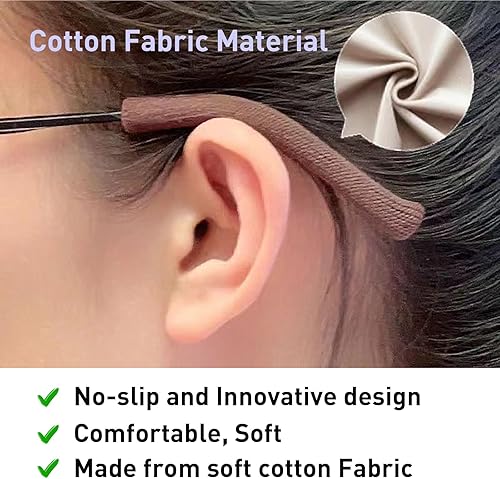 Miniatura 6 de Cojines para las orejas para lentes con tela de algodón, puntas de retenedor de gafas de punto suave, almohadillas elásticas antideslizantes y
