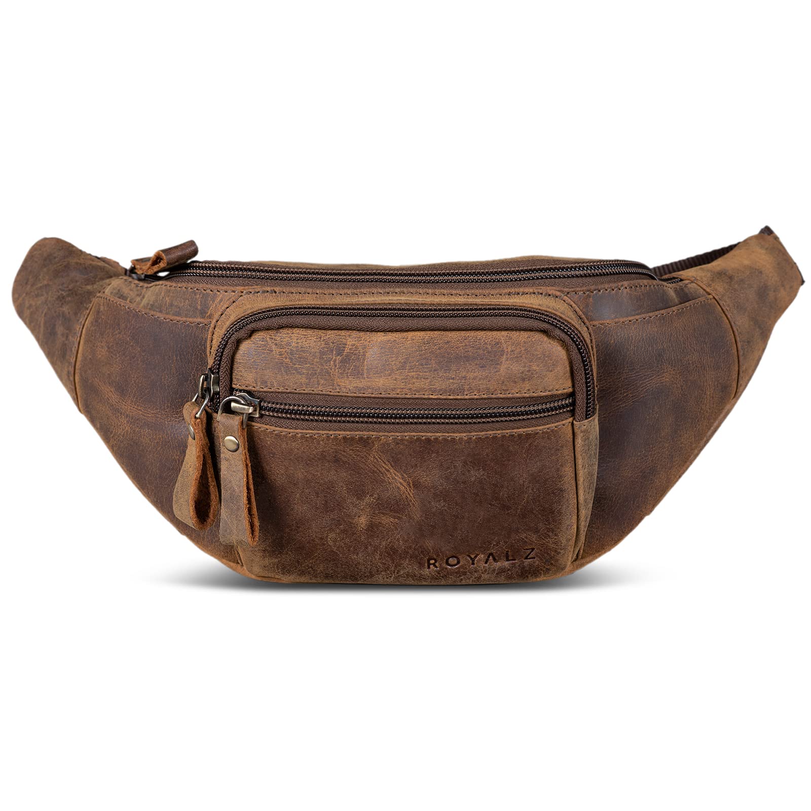 Riñonera ROYALZ 'Alabama' riñonera de Cuero para Hombres y Mujeres, Estilo Retro Vintage, riñonera, riñonera Plana