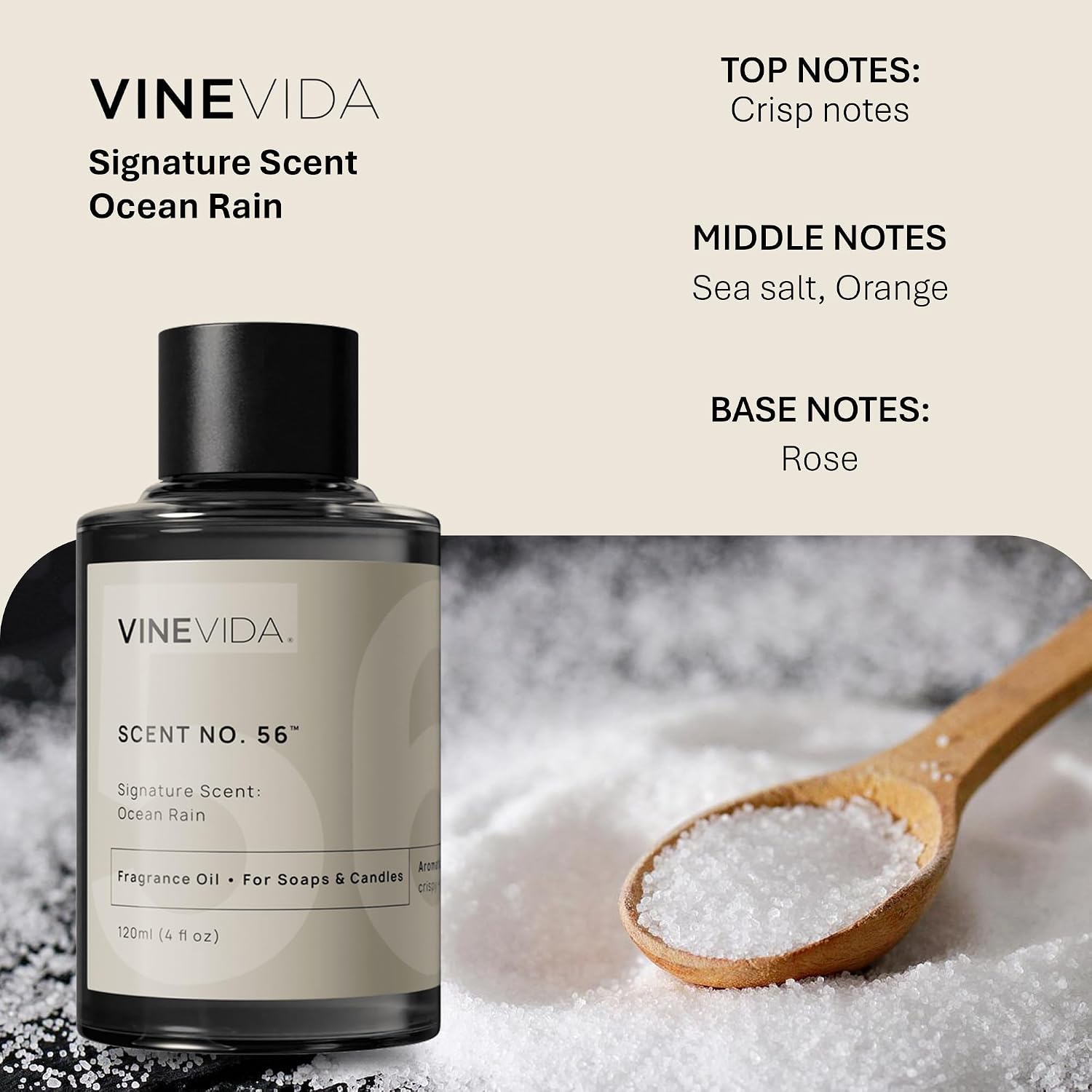 VINEVIDA [4oz] Ocean Rain Fragrance Oil for Candle Making and Soap Making - Premium Candle Scents for Soy Candles