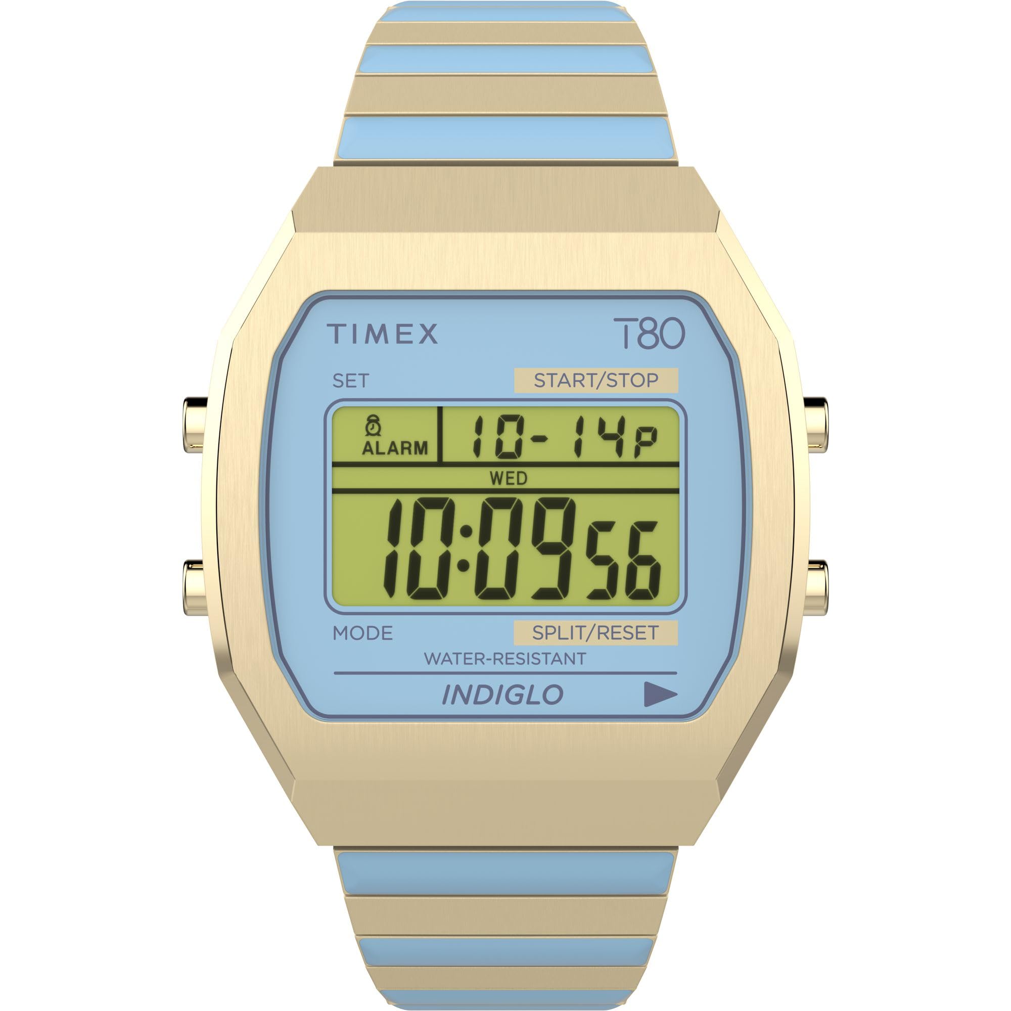 Buy TIMEX 80 Digital Watch for Women with Blue Square Dial & Gold
