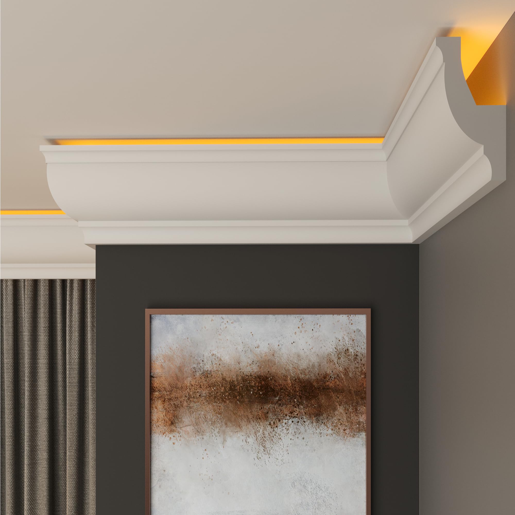 FAST DECOR Premium Led Coving Cornice, Coving for Ceilings, Led Coving for Ceilings, LED Compatible Cornice Trim, Xps Coving for Ceiling, Moulding for Ceiling Lightweight (ExternalCorner 20cm, CLU09)