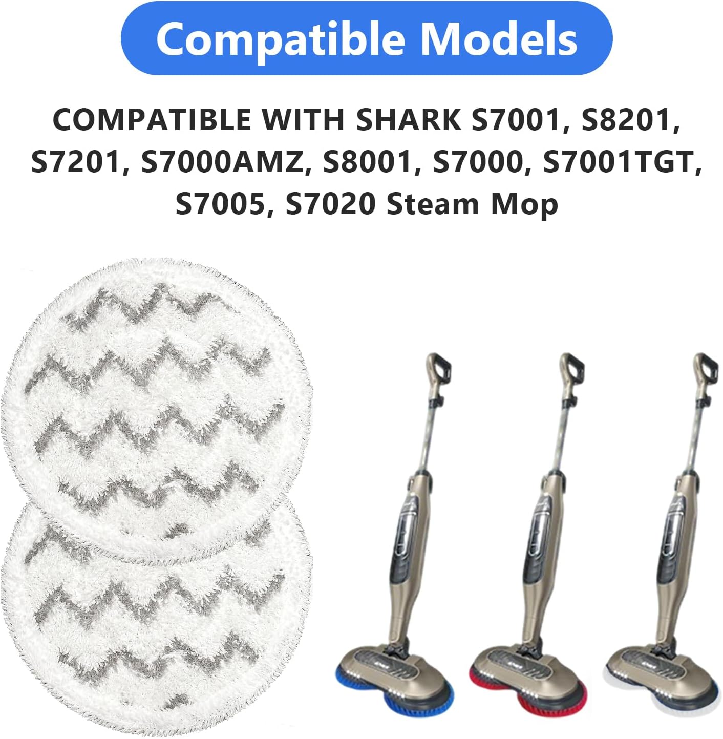 Replacement Steam Mop Pads Compatible with Shark S7001 S8201 S7000AMZ S8001 S7000 S7001TGT S7005 S7020 (grey)
