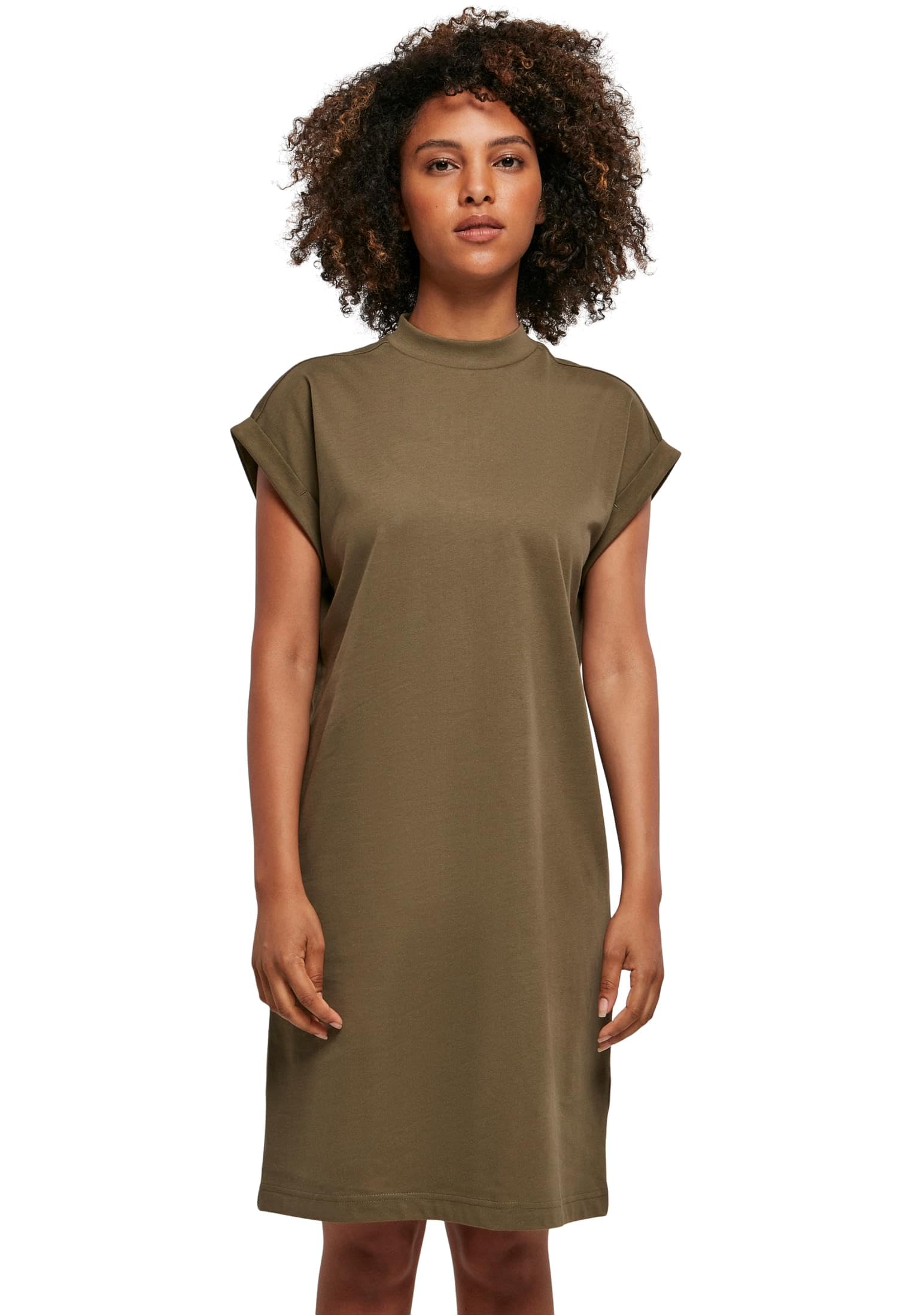 Build your Brand Women's Turtle Extended Shoulder Dress for Women Sizes XS - 5XL, Olive, M