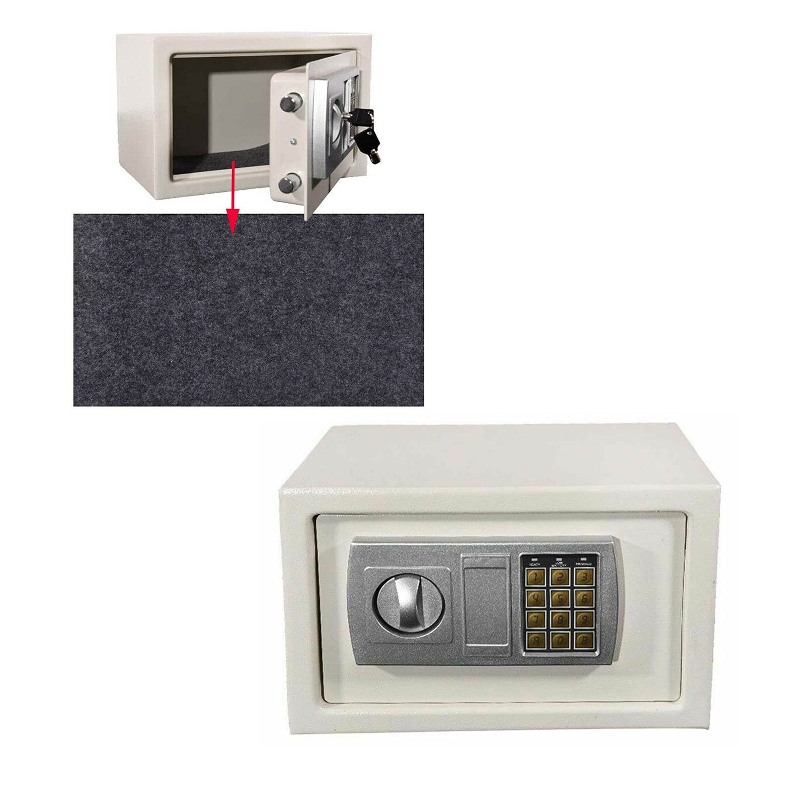 Autofather White 8.5L Waterproof Fireproof Safe Box Digital Electronic Cash Box Solid Steel Digital Keypad Security Safe For Home Office Security,