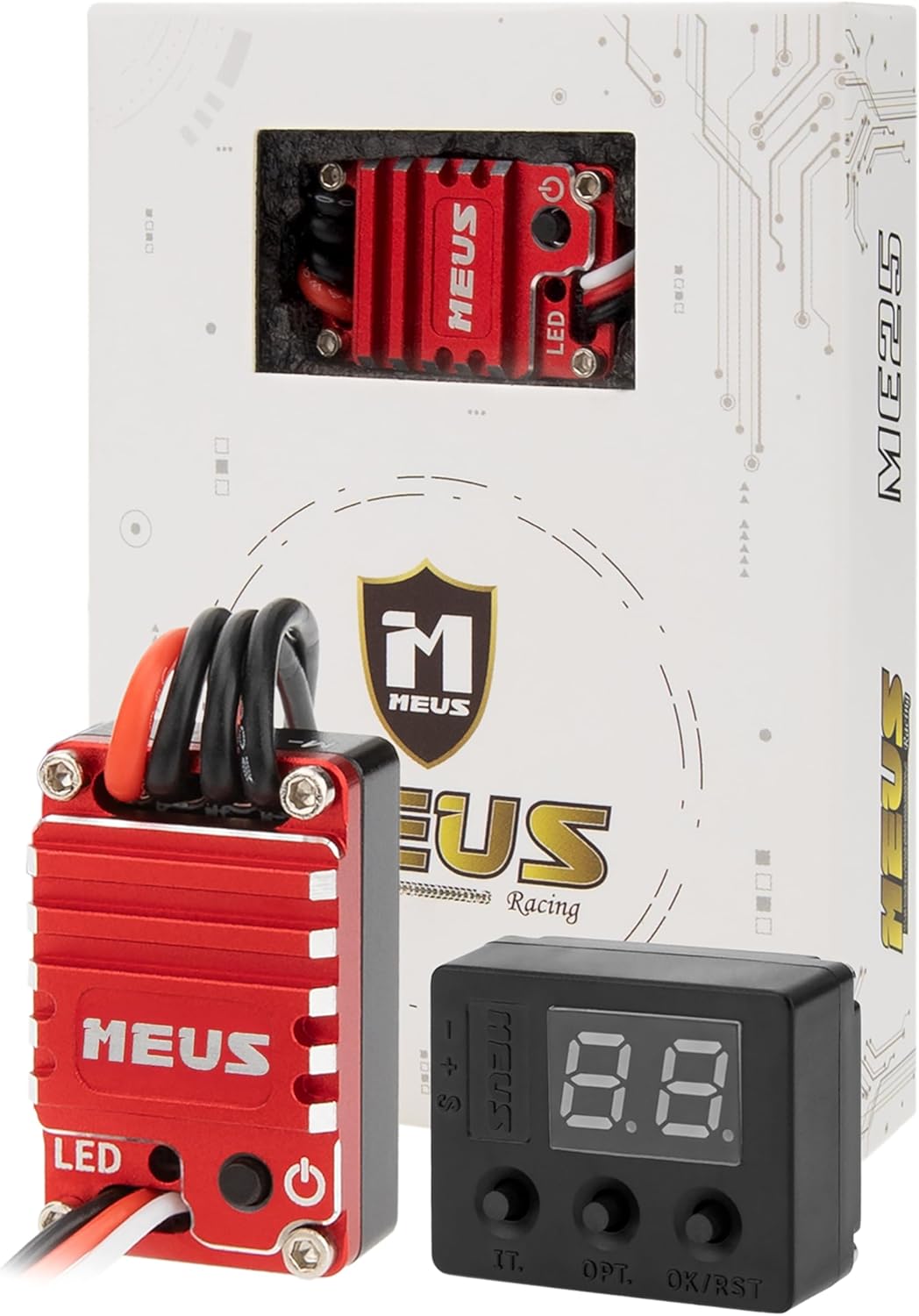 MEUS Racing ME25 25A Brushed Mini ESC for SCX24 TRX4M ASCENT-18 SCX30 1/30 1/24 1/18 RC Crawler Upgrades (V2)