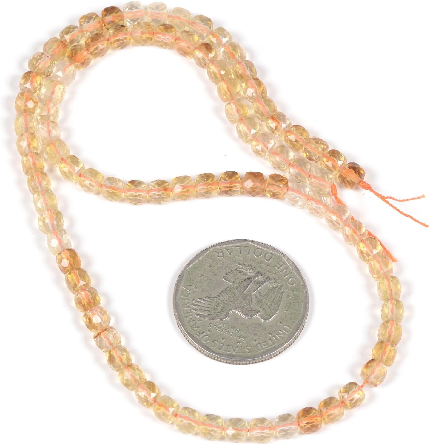 Natural Citrine Gemstone 4mm Faceted Cube Square Loose Beads 16 Inch for DIY Jewelry Making Beads - Image 2