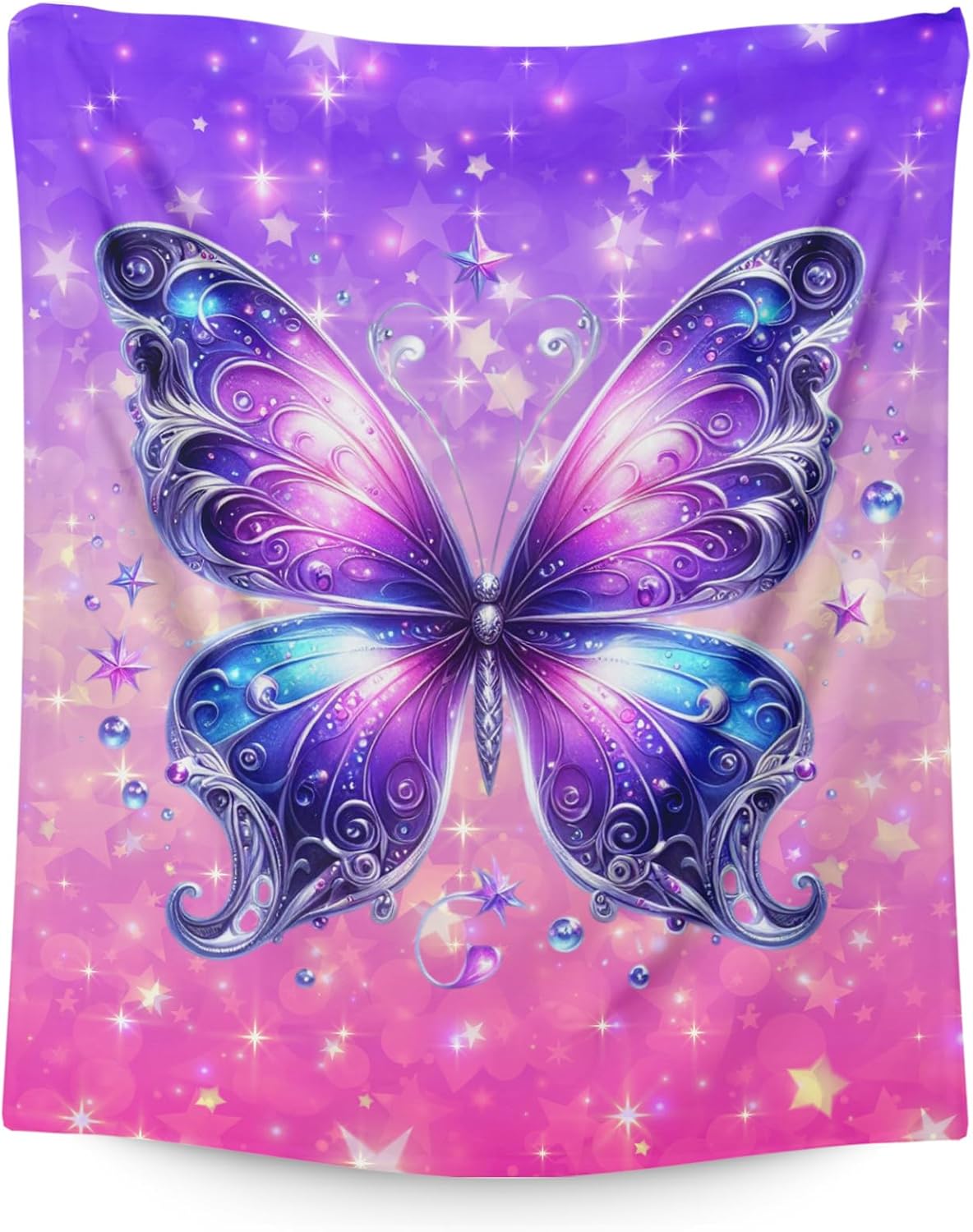 Girls Blanket, Butterfly Blanket, Gift for Butterfly Lovers, 60" X 50" Warm Lightweight Throw for Living Room Bed Sofa Couch