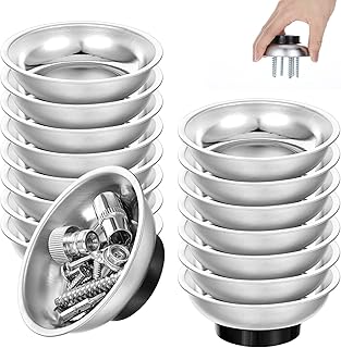 16 Pack 3" Round Magnetic Bowl Trays Set, Round Magnetic Parts Bowl, Stainless Steel Magnet Tool Tray Parts Holder for Screws, Sockets, Bolts, Pins, Mechanic's and Automotive