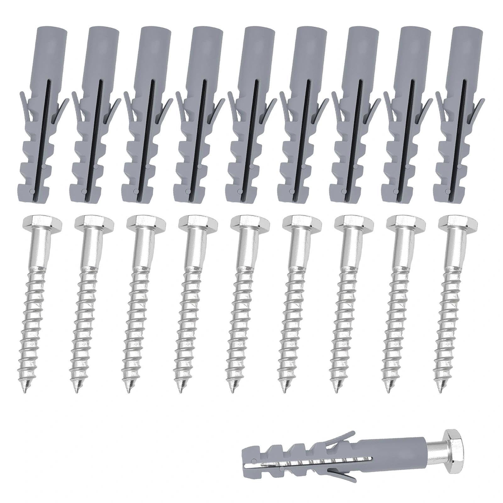 Wall Plugs and Screws Set, M8 x 70mm Masonry Brick Wall Fixings Screw Bolts, Heavy Duty Anchors for Aerial TV Bracket Fence Shelves Concrete Mounting (10 Pack)