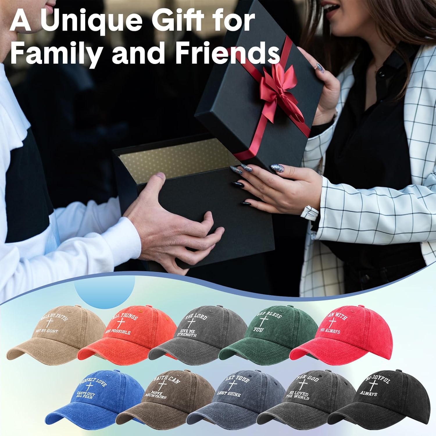 Zoooyawn 10 Pcs Jesus Christian Hats for Men Women Halloween Christian Baseball Caps Religious Church Gifts