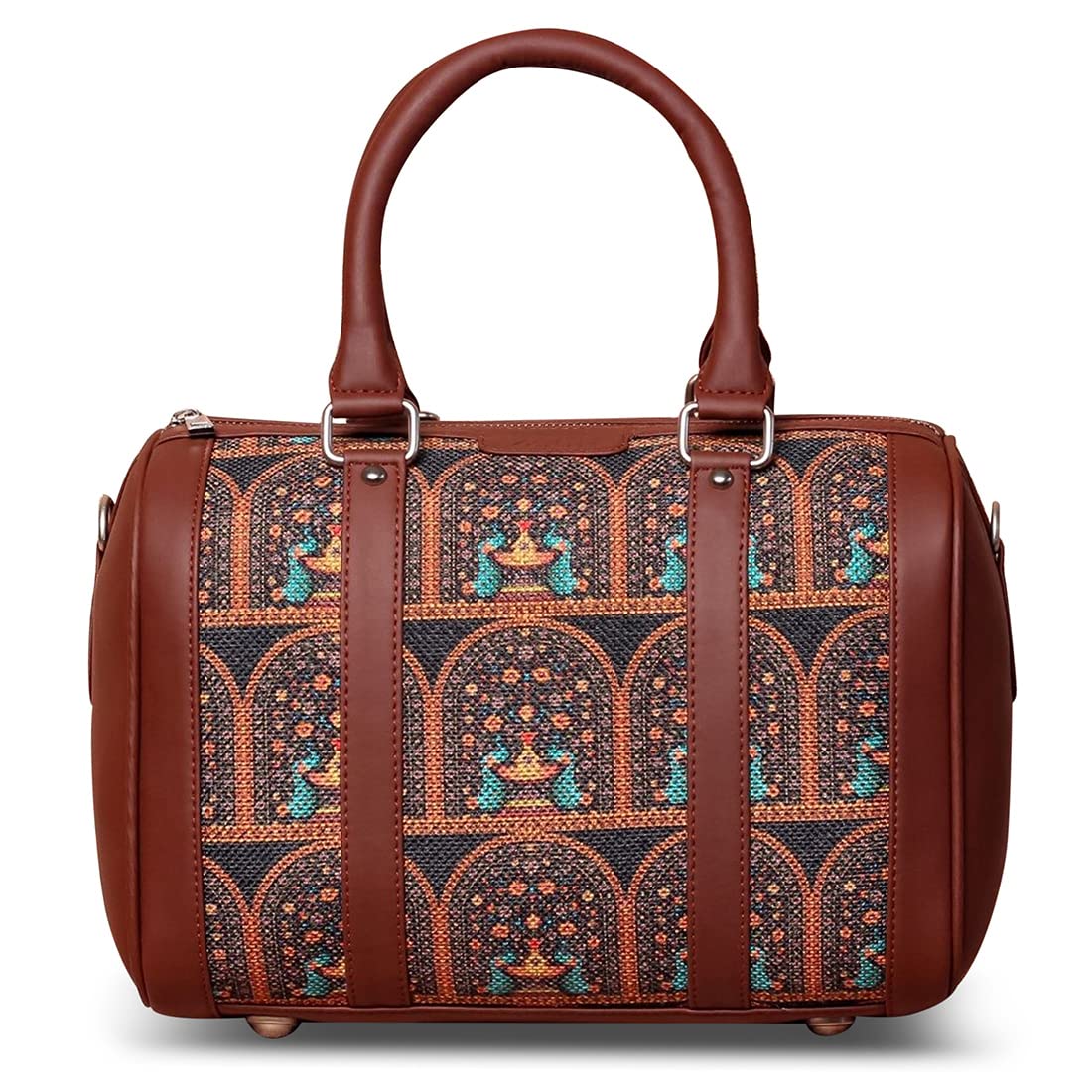 ZOUK Womens Printed Vegan Leather Handmade Handbags with Double Handles and Detachable Sling Strap (Multicolor) (B09QS198DV) Amazon Price History, Amazon Price Tracker