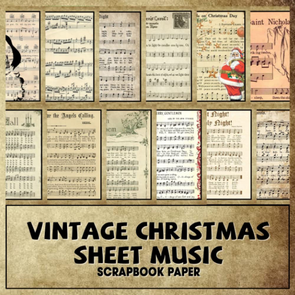 Vintage Christmas Sheet Music Scrapbook Paper 20+ Double