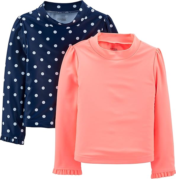 Carter's Simple Joys 2-Pack Rashguard - Maglia Manica Lunga Con Cappuccio, Blu E Rosa - Foto 4