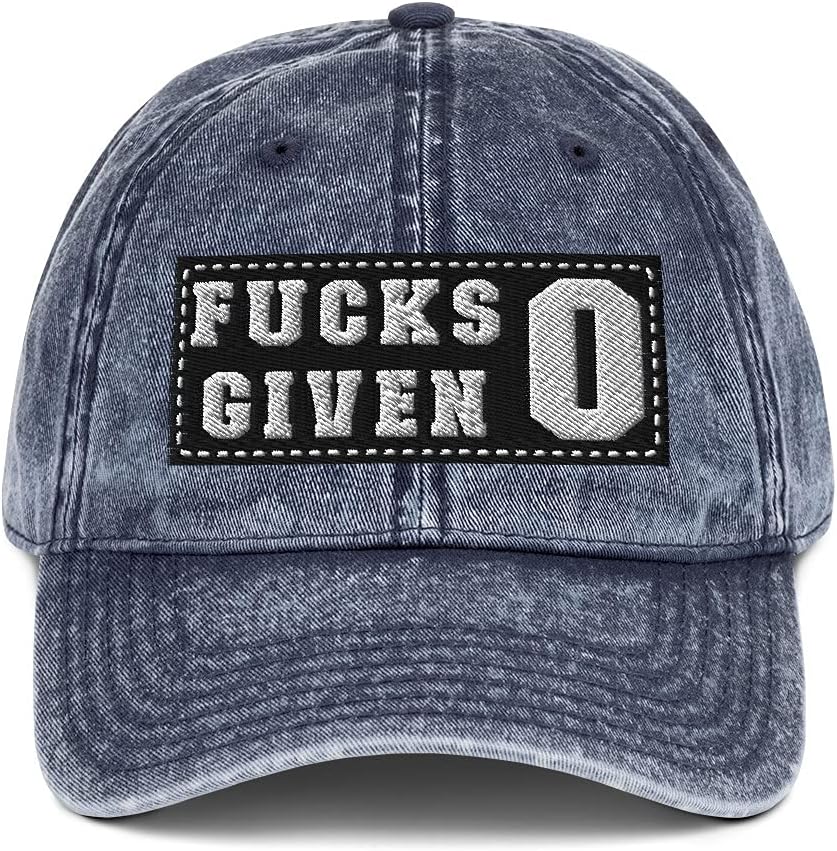 Zero Fucks Given 0 Funny Profanity Vintage Baseball Hat