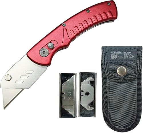 Miniatura 1 de Cuchillo utilitariocortador de cajacuchillo de electricistacuchillo de alfombra plegable con bloqueo seguro + bolsa de nailon + 10 cuchillas SK5