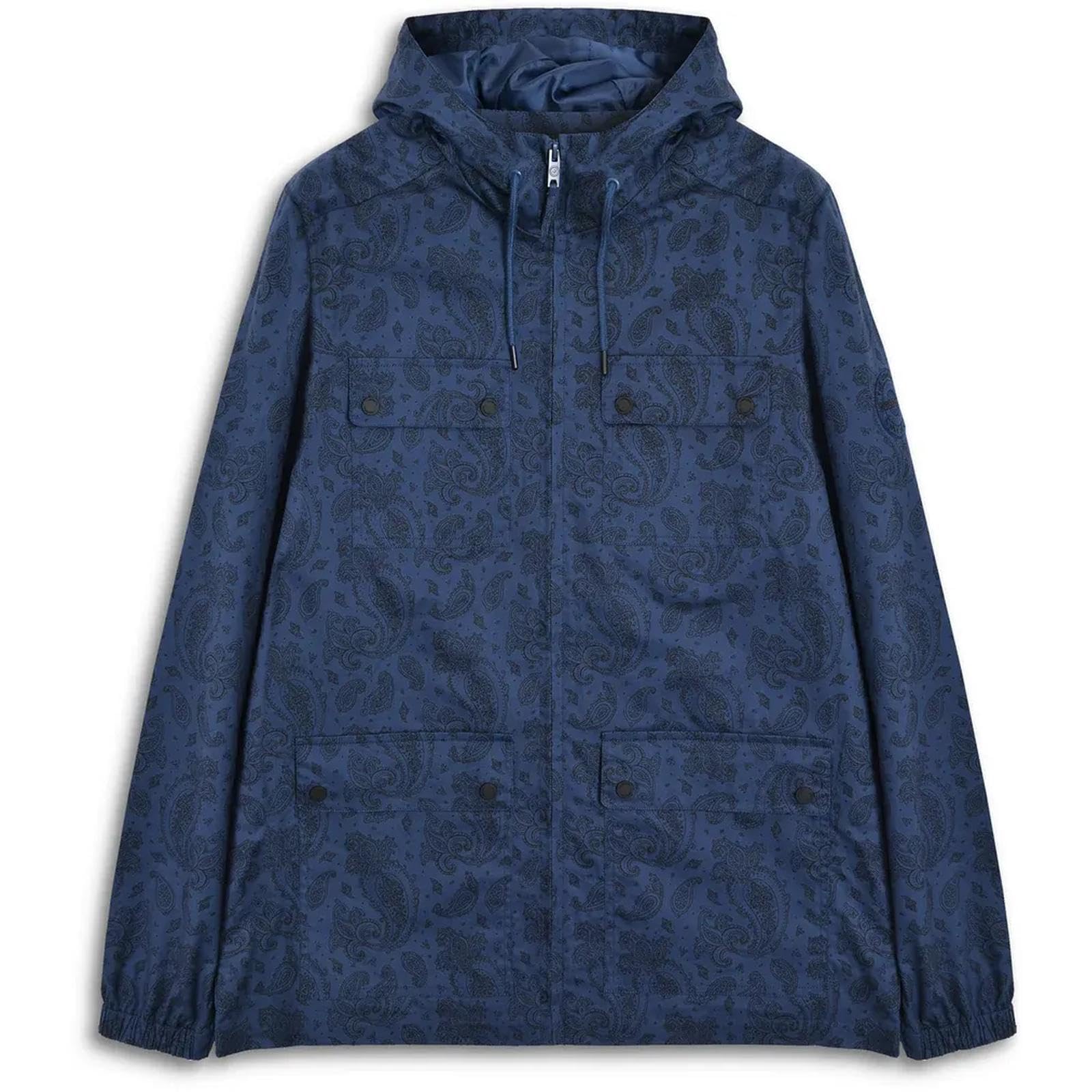 Lambretta Men's Paisley Tech Fleece Zip Hoodie Blue Small
