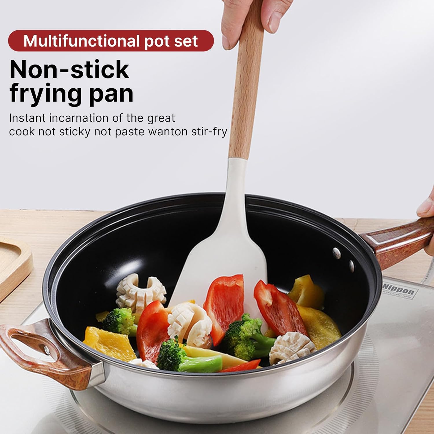 Stainless Steel Pans Set, Nonstick Cookware with Lids, Quick Heating Kitchen Pots and Pans for All Stoves, Suitable For All Stoves