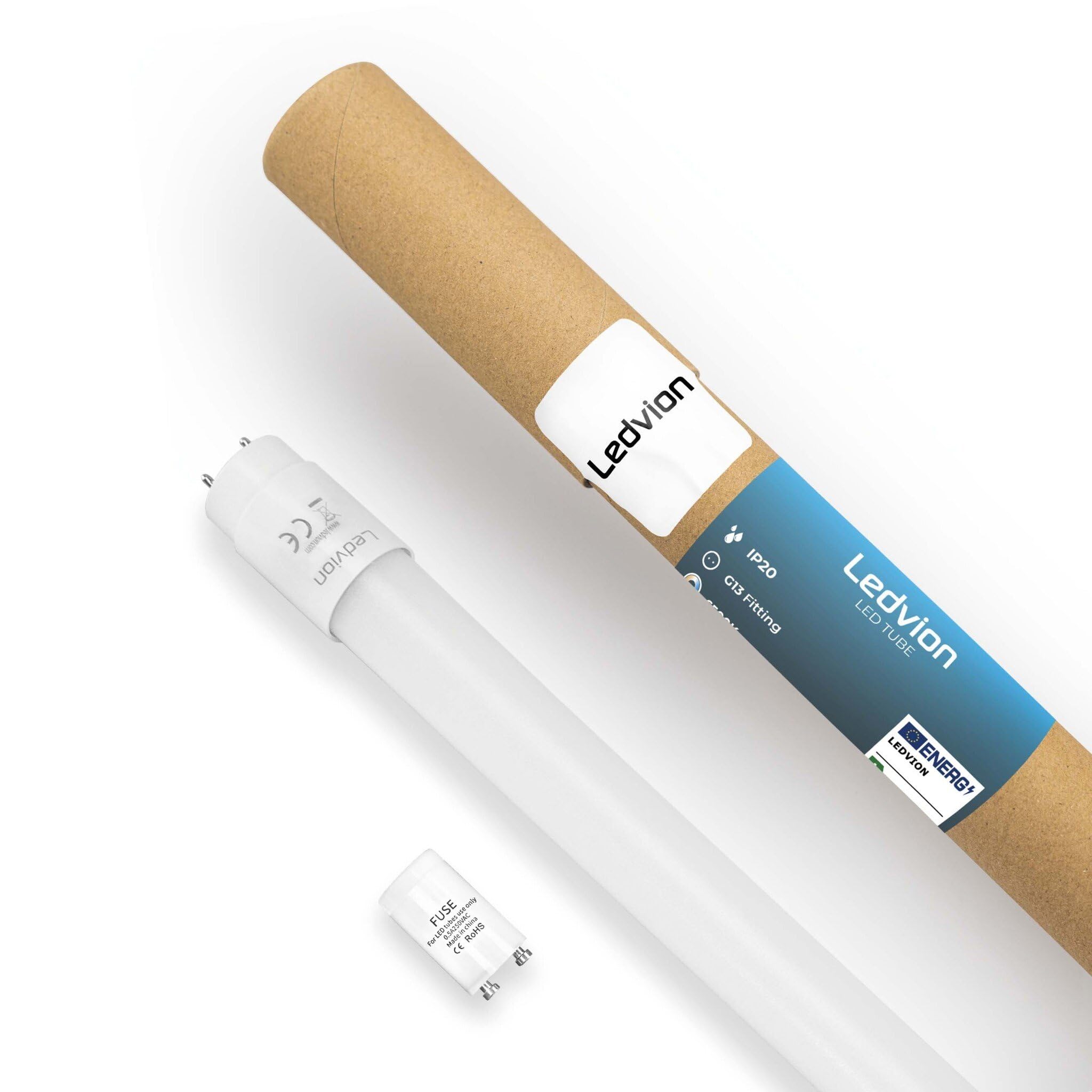 Ledvion - LED Tube, 150CM, 15W, Neon, 4000K, 2400 Lumens, Warm White Ceiling Light, Homogeneous Light