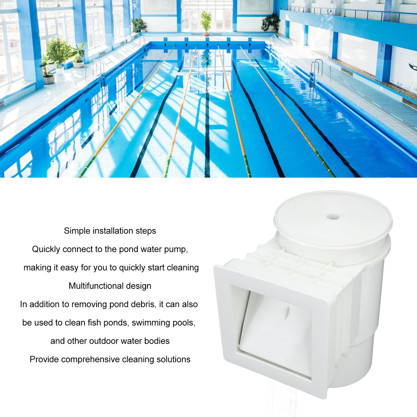 Kikumi Skimmer per Piscina a Bocca Larga con Filettatura Interna da 1,5 Pollici Skimmer per Piscina Montato a Parete da 9,5 Litri