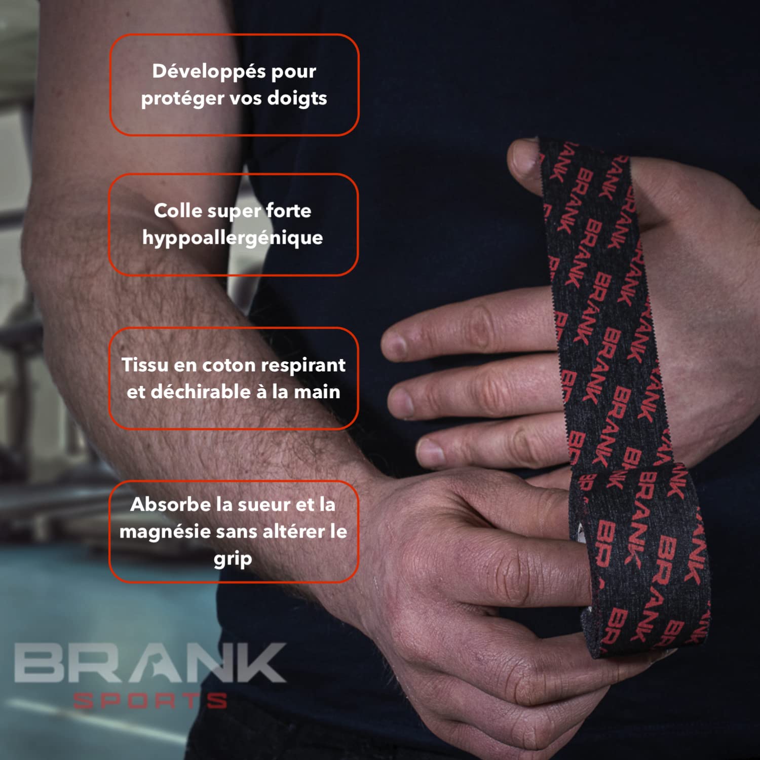 Strap doigt pour l'haltérophilie ou le crossfit pour éviter les frottements et protéger la peau | 9m de longueur et 3,8cm de large | Cohesive Tape Anti-transpirant pour un grip performant