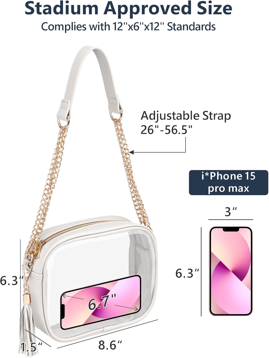PACKISM White Clear Purse and Black Clear Crossbody Bag, Bundle Sales