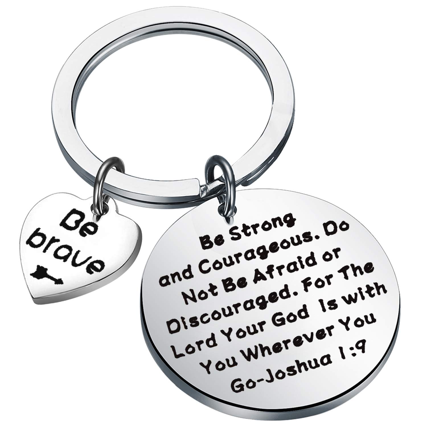 FEELMEM Christian Gift Joshua 1:9 Be Strong And Courageous Religious Keychain Scripture Jewelry Bible Verse Religious Gift
