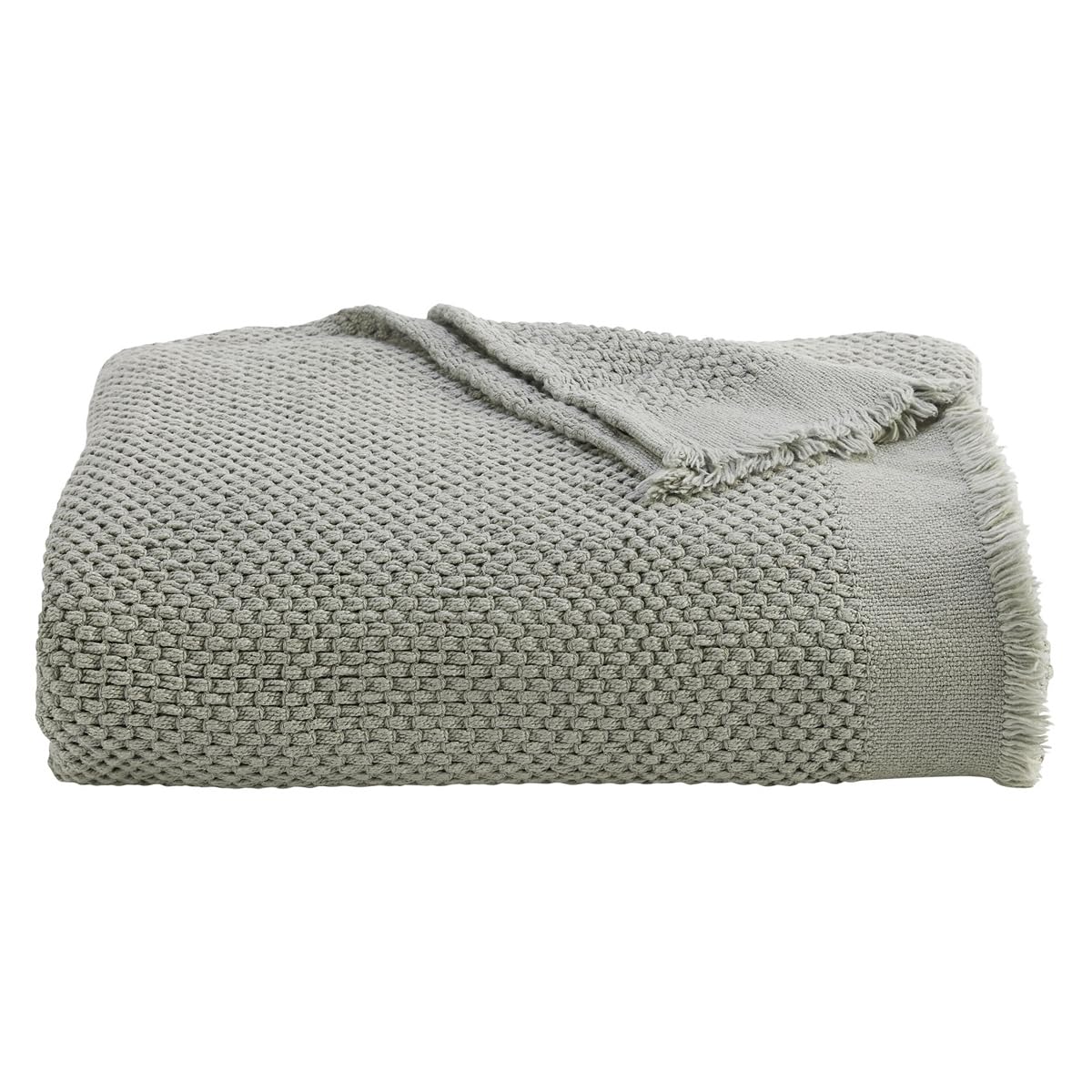 Christy Ocean Madeira Knitted Throw | Super Soft And Cosy | Delicated Fringed Trim Cotton | 140Cm X 180Cm | Grey