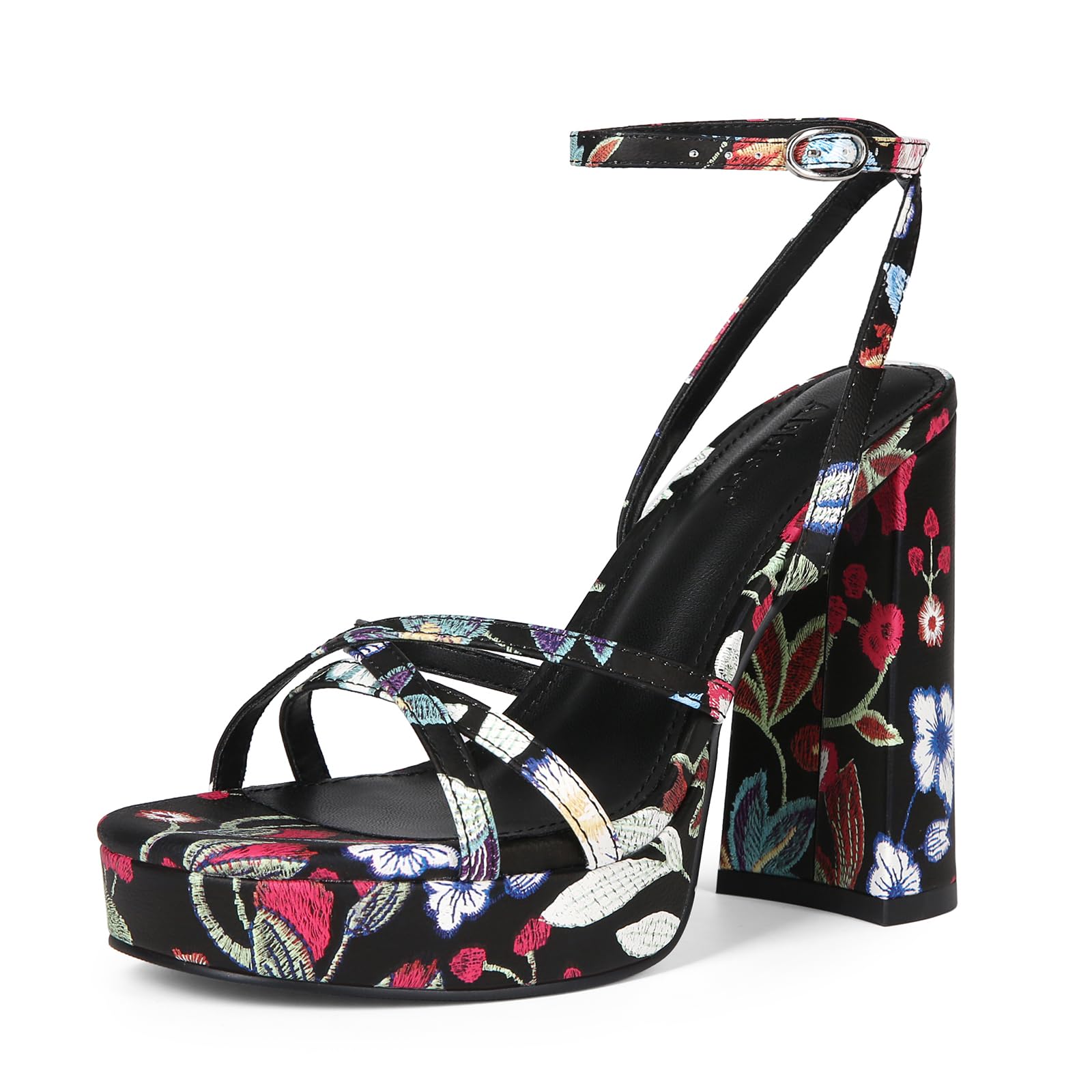 Abbleet Platform Heels for Women Strappy Block Chunky High Heels Open Toe Ankle Strap Sandals Fashion Lace Up Wedding Party Evening Prom Dance Dress