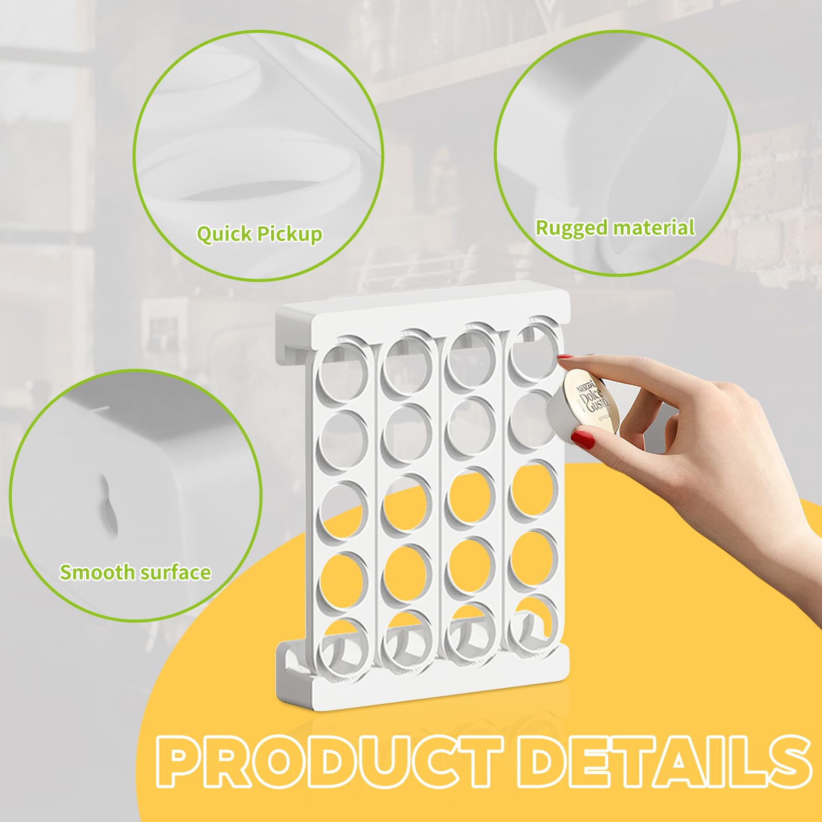 Jinminamz Porte Capsules Café - Rangement Mural Pour 20 Capsules - Distributeur Fixation Murale Blanc - Pratique Et Élégant